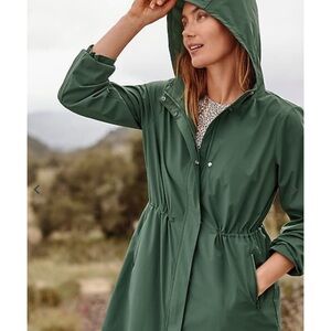 J. Jill Women's Hooded Water-Resistant Anorak in Deep Green Slate, New With Tag